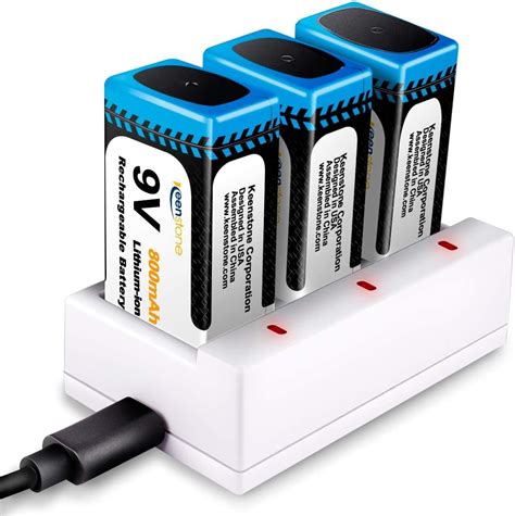 9V Block Batterien Keenstone 3 Stück PP3 Li Ion 800mAh