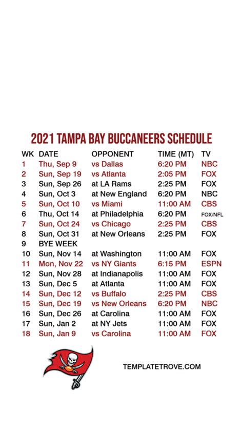 Tampa Bay Bucs 2024 Schedule Printable Esta Olenka