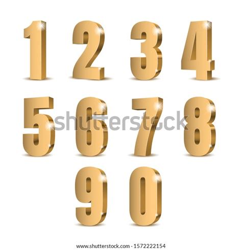 Gold 3d Numbers Symbol Set Vector Stock Vector Royalty Free 1572222154