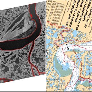 Segmentation result showing extracted main Mackenzie River channel and ...