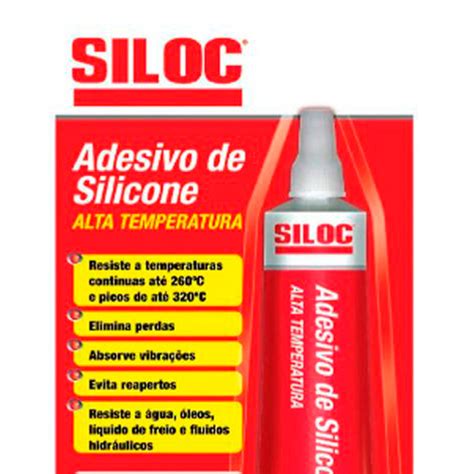 Silicone Acetico Alta Temperatura Bisnaga 50gr Vermelho Siloc 605005