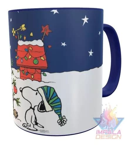 Taza Ceramica Snoopy Charlie Brown Navidad Carlitos Azul En Venta En