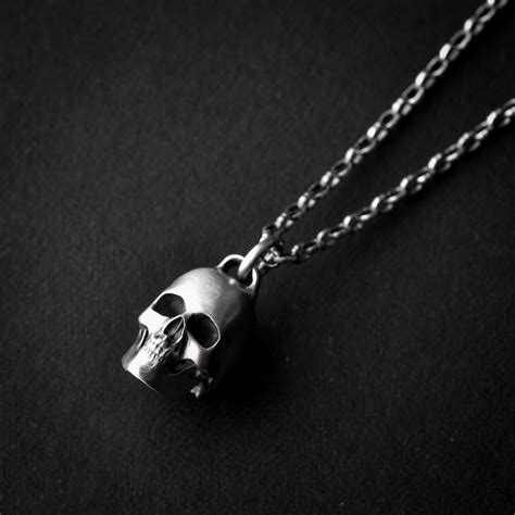 Skull Necklace Sterling Silver Silver Skull Skull Etsy