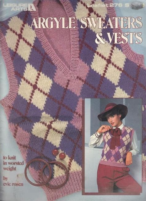 Vintage Argyle Sweaters And Vest Patterns 3 Projects By Leisure Arts