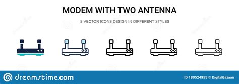 Modem With Two Antenna Icon In Filled Thin Line Outline And Stroke