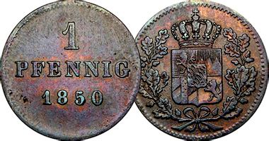 Coin Value Germany Bavaria 1 Pfennig And 2 Pfennige 1839 To 1850