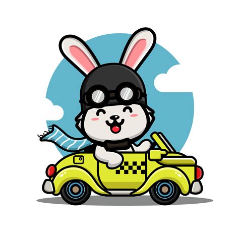 Cute rabbit driving a yellow car 13131544 Vector Art at Vecteezy