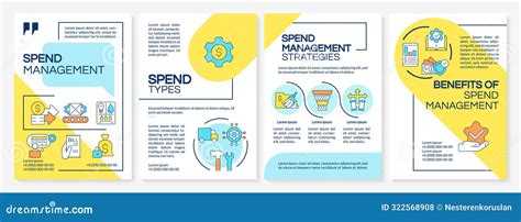 Spend Management Strategies Blue And Yellow Brochure Template Stock Illustration Illustration