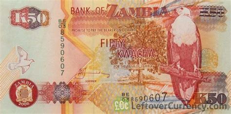 50 Zambian Kwacha Banknote 1992 To 2010 Exchange Yours Today