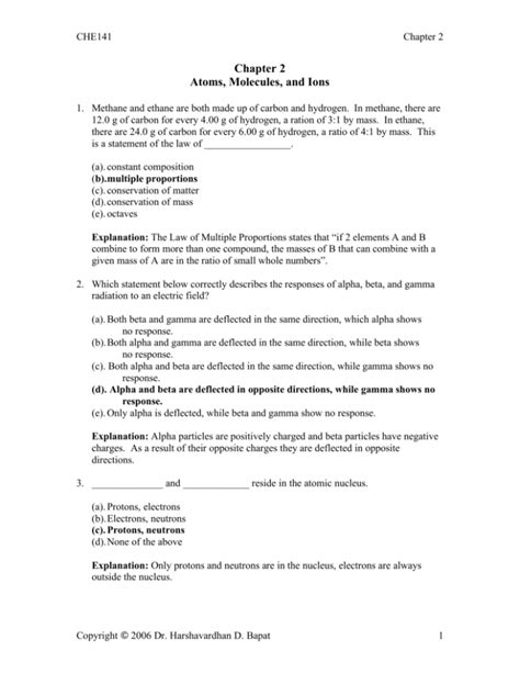 Chapter 2 Atoms Molecules And Ions