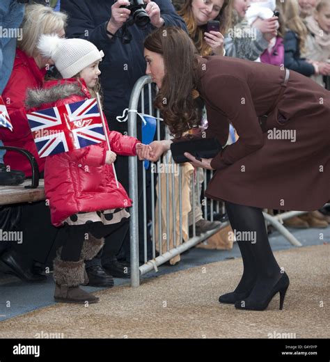 The Duchess Of Cambridge Talks To Wellwishers As She Arrives For A