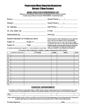 Fillable Online DISTRICT REGION STATE FESTIVALS Fax Email Print