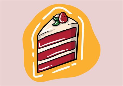 Red Velvet A Hand Drawn Vector Illustration Of A Red Velvet Cake