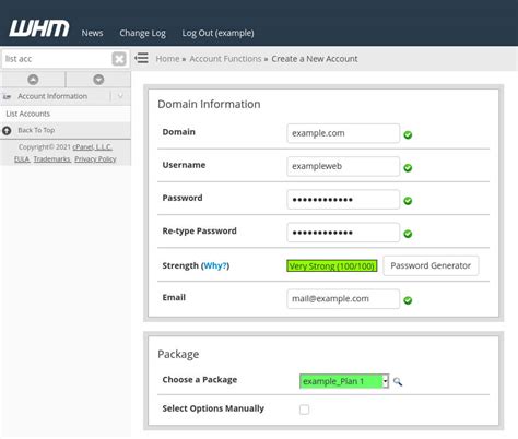 Creating Cpanel Accounts In Whm Catalyst