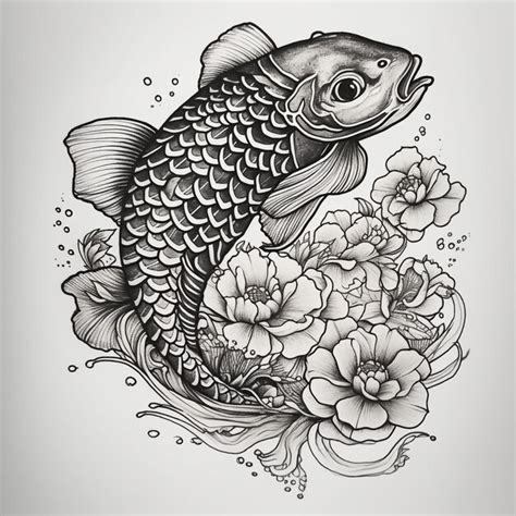 Premium Ai Image A Koi Carp With Roses Tattooed