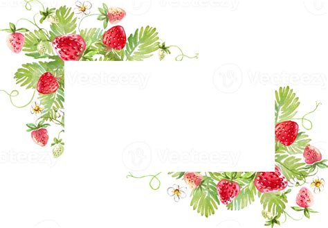 Free Strawberry Frame Watercolor Clipart 22157130 PNG With Transparent