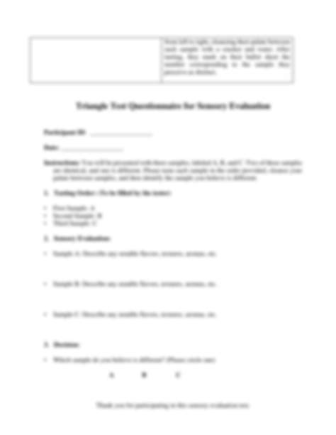 SOLUTION Triangle Test Sensory Evaluation And Questionnaire Studypool