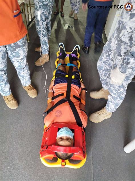 west philippine sea brp teresa magbanua arrives  palawan  sick crew