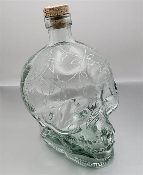 Large Glass Skull Bottle Vines