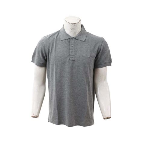 grey cotton collar neck front button design polo  shirt  men