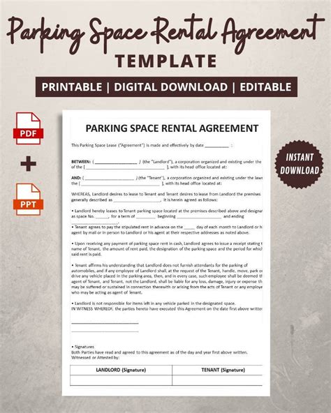 Parking Space Rental Agreement Parking Space Rental Form Parking Space