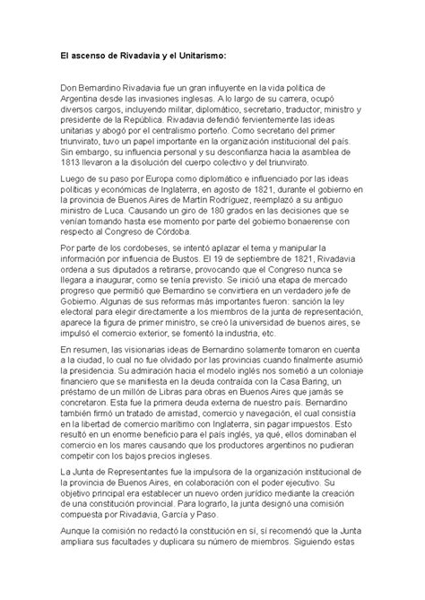 Rivadavia - Apuntes de clase sobre historia - El ascenso de Rivadavia y