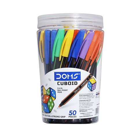 Doms Cuboid Mm Ball Pen Jar Pack Square Shaped For Strong