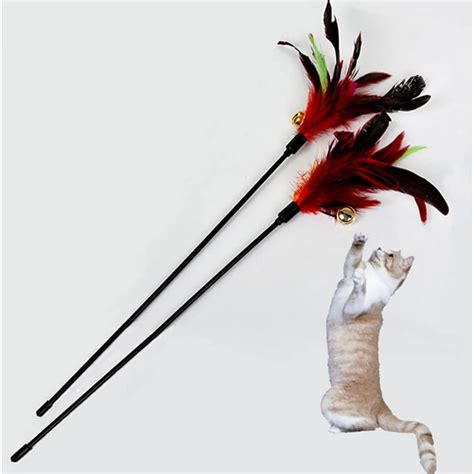 1pcs 50cm Ultra Long Popular Cat Play Feather Teaser Small Bell Type