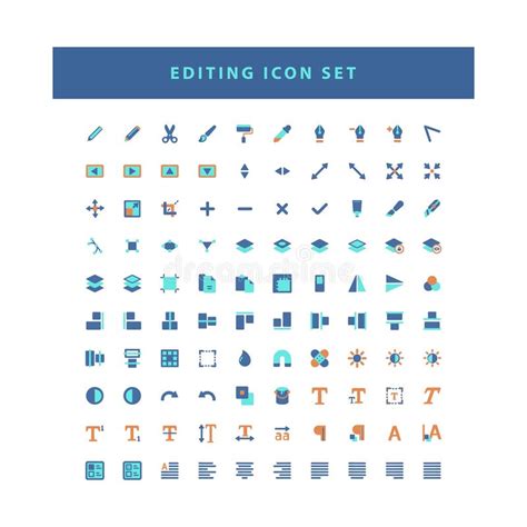 Vector Of Collection Editing Tool Software Icons Set With Flat Color