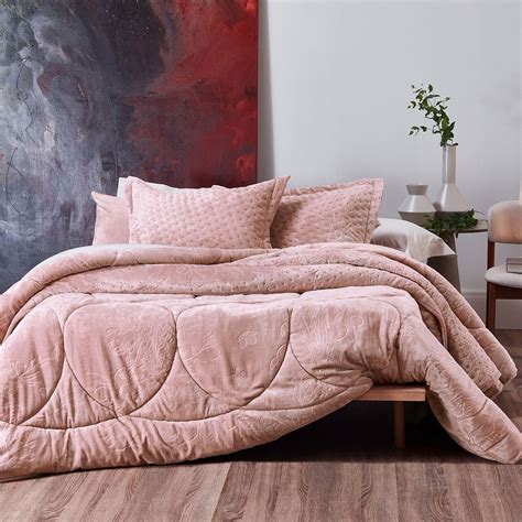 Edredom Casal Altenburg Blend Elegance Plush Premium Linear Bloom Rosa