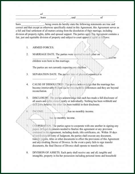 Marital Separation Agreement Form Texas Form Resume Examples