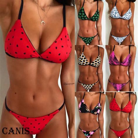 Conjunto De Bikini Con Tanga Para Mujer Ba Ador Sexy Acolchado Con