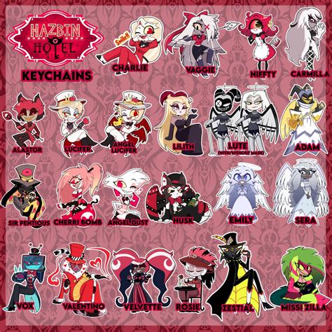 KEYCHAINS Hazbin Hotel Characters // Alastor, Lucifer, Charlie, Lilith, Vaggie, Husk, Angel Dust ...