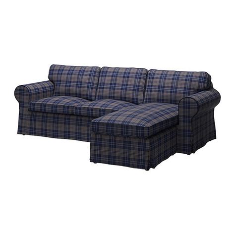 Ikea Ektorp Loveseat Sofa With Chaise Cover Slipcover Rutna Multi Plaid