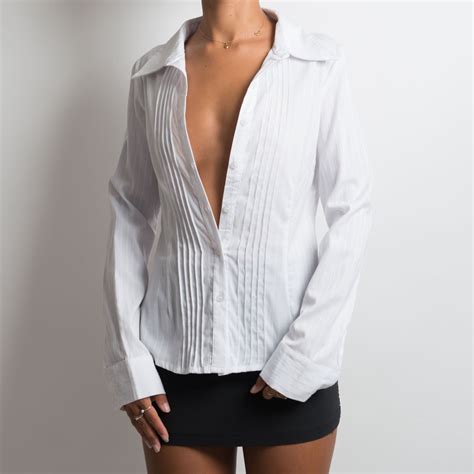 White Pinstripe Blouse Bean By Jess