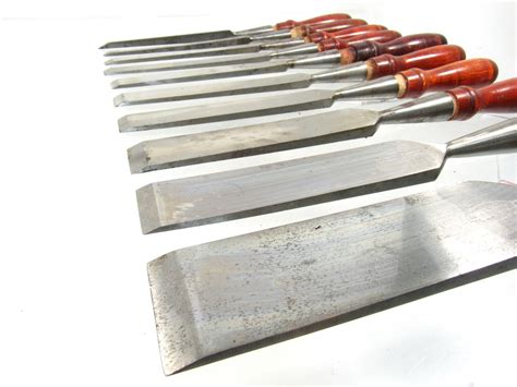 Amazing Stepped Set Of 10 Reliance Chisels By Greenlee Ca 1900