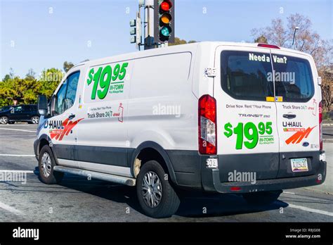 December 13 2018 Santa Clara Ca Usa U Haul Van Stopped At A Traffic Light U Haul Is An