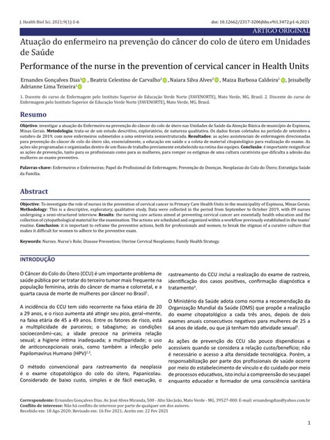 PDF Atuação do enfermeiro na prevenção do câncer do colo de útero em