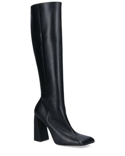 Amina Muaddi Square Toe Knee High Boots In Black Lyst