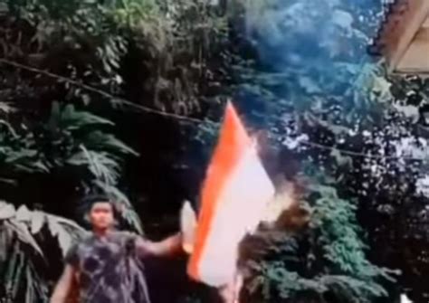 Viral Video Pria Bakar Bendera Merah Putih Polri Turun Tangan