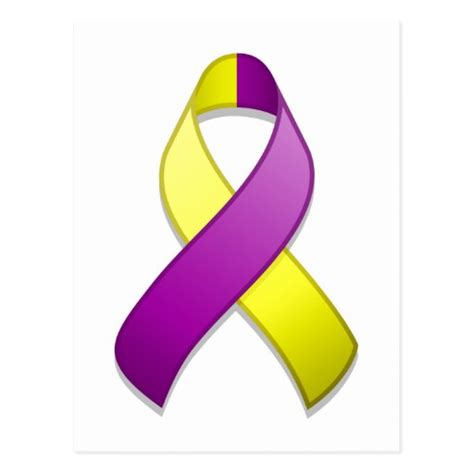 Purple And Yellow Awareness Ribbon Postcard Zazzle