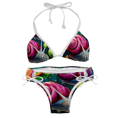 Snail Detachable Sponge Adjustable Strap Bikini Set Two Pack