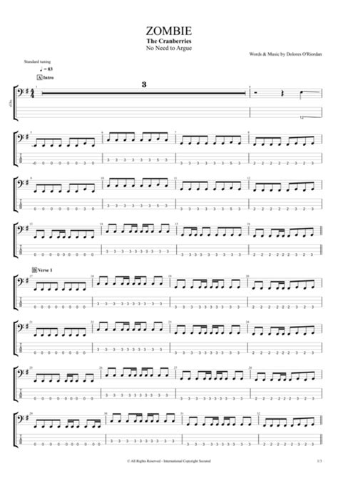 Zombie Tab By The Cranberries Guitar Pro Full Score MySongBook