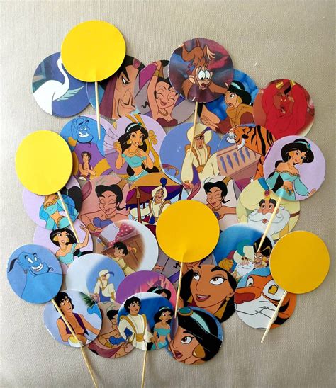 Aladdin Cupcake Toppers Up Cycled Book Cupcake Toppers Etsy