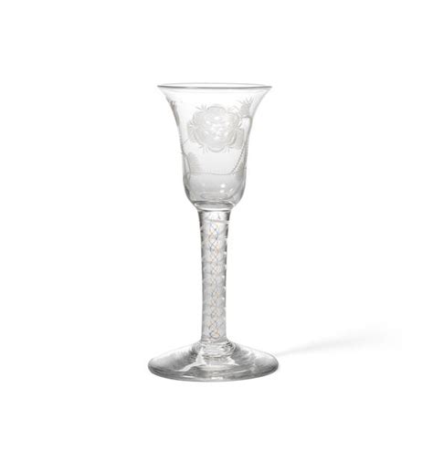 Bonhams A Very Rare Colour Twist Jacobite Wine Glass Circa 1760