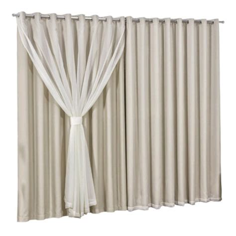 Cortina Blackout Pvc Com Tecido Voil Liso 300×260 Brinde