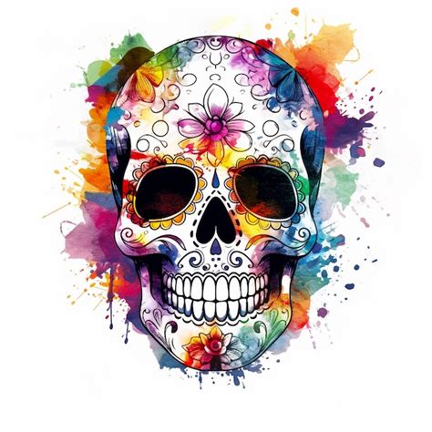 Premium Photo | Sugar skull sketch colorful