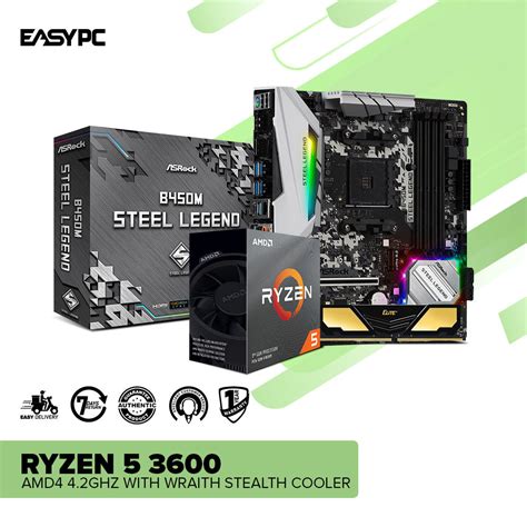 EasyBundle AMD Ryzen 5 3600 Processor/B450M Steel Legend Motherboard/8 ...