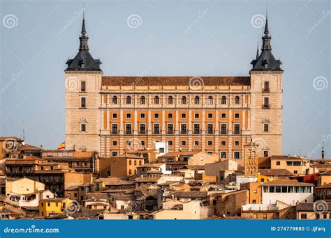 View of the Alcazar of Toledo. Telephoto Lens View Stock Photo - Image of cityscape, panoramic ...