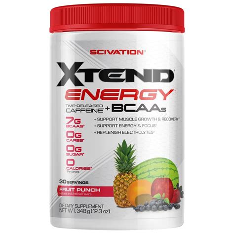 Scivation Xtend Energy BCAA Powder For Pre Workout Fruit Punch 30